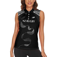 New Zealand Rugby Custom Women Sleeveless Polo Shirt Aotearoa Armour Blacks Silver Ferns LT03 - Polynesian Pride