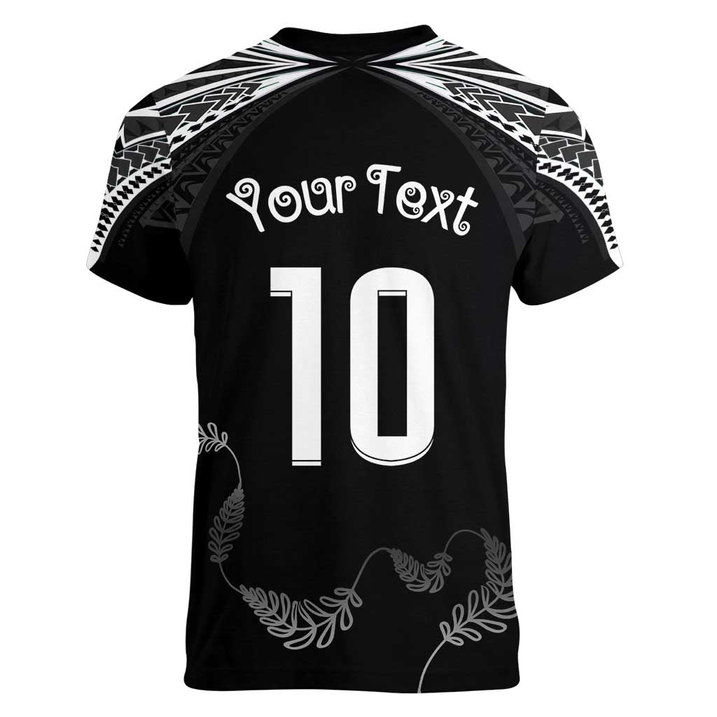 New Zealand Rugby Custom Women V-Neck T-Shirt Aotearoa Armour Blacks Silver Ferns LT03 - Polynesian Pride