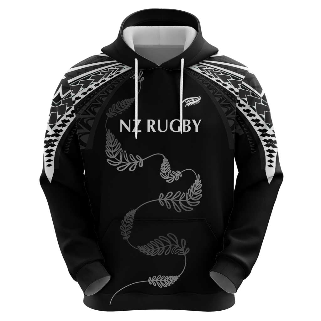 New Zealand Rugby Custom Zip Hoodie Aotearoa Armour Blacks Silver Ferns - Polynesian Pride