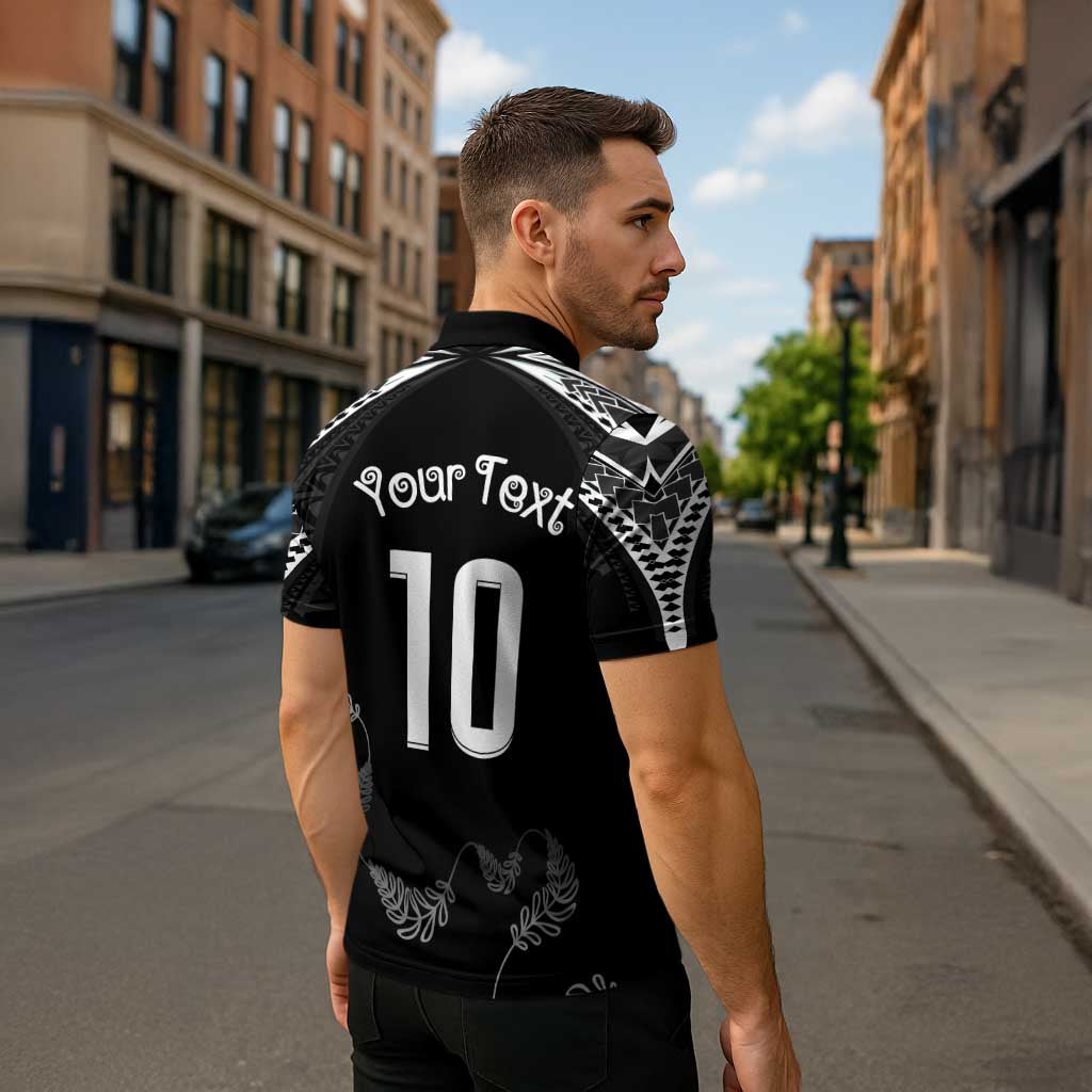 New Zealand Rugby Custom Zipper Polo Shirt Aotearoa Armour Blacks Silver Ferns - Polynesian Pride