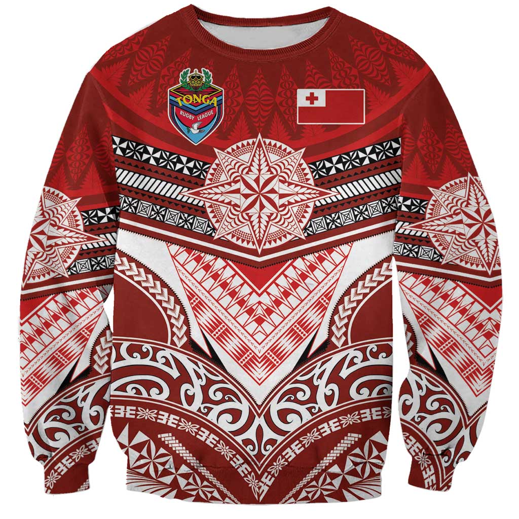 Tonga Rugby Custom Sweatshirt Mana o Tonga-Tribal Heritage Edition Red Color - Polynesian Pride
