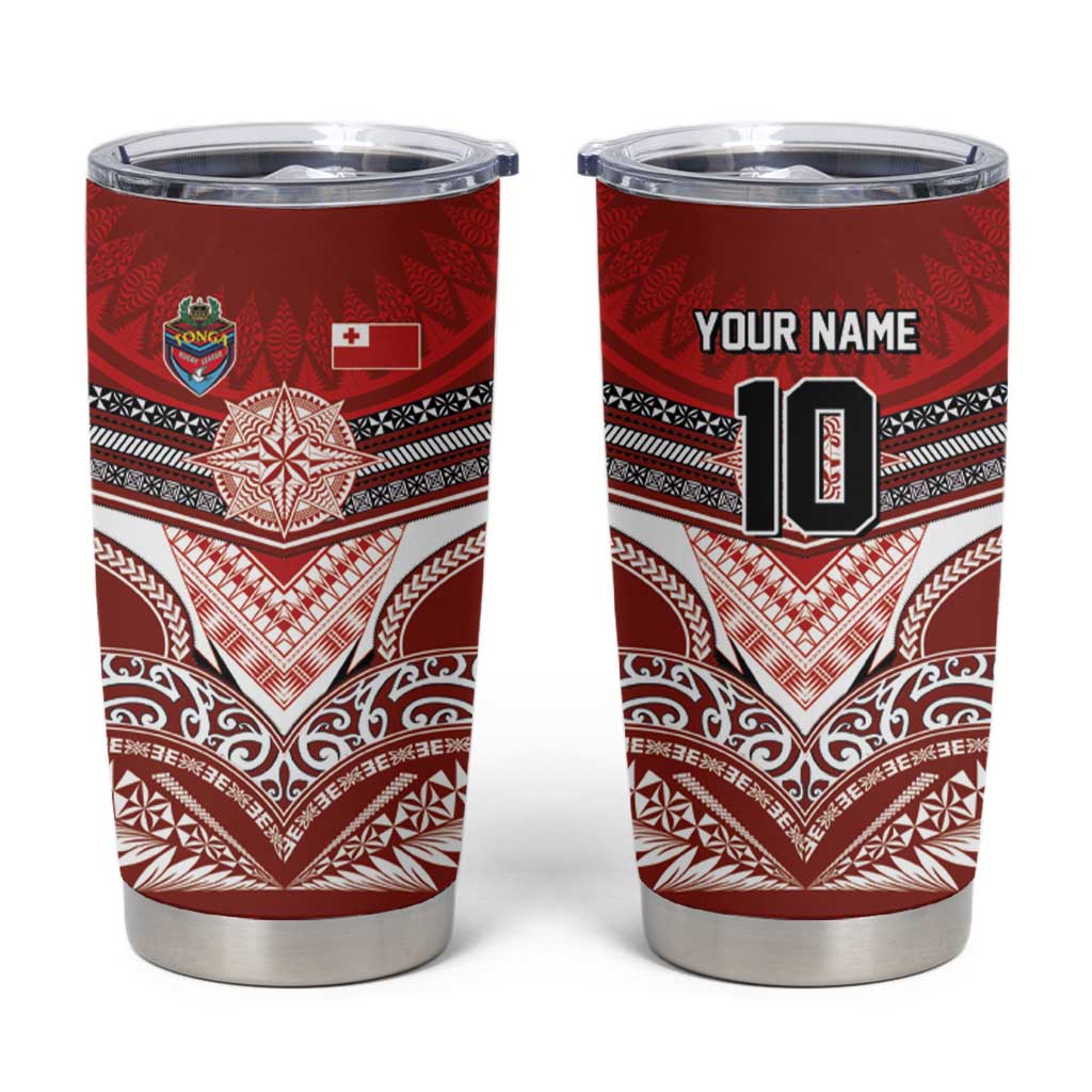 Tonga Rugby Custom Tumbler Cup Mana o Tonga-Tribal Heritage Edition Red Color - Polynesian Pride