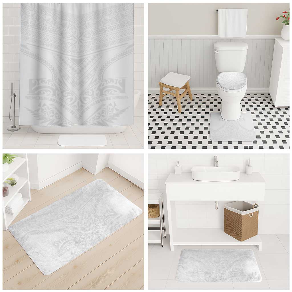 Tonga White Sunday Bathroom Set Tongan Tribal Heritage Tattoos - Polynesian Pride