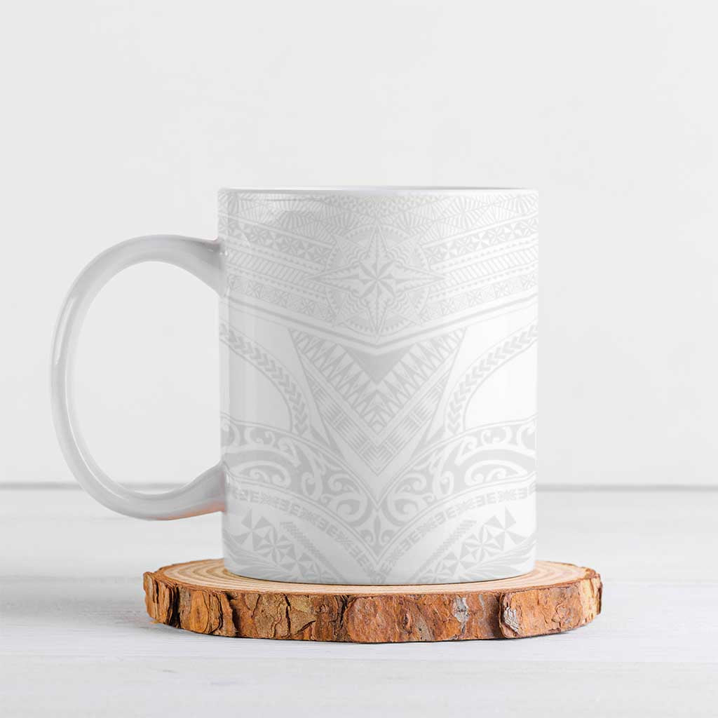 Tonga White Sunday Ceramic Mug Tongan Tribal Heritage Tattoos LT03 White - Polynesian Pride