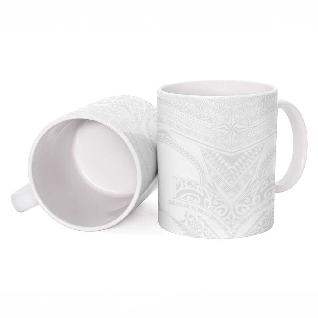 Tonga White Sunday Ceramic Mug Tongan Tribal Heritage Tattoos LT03 - Polynesian Pride