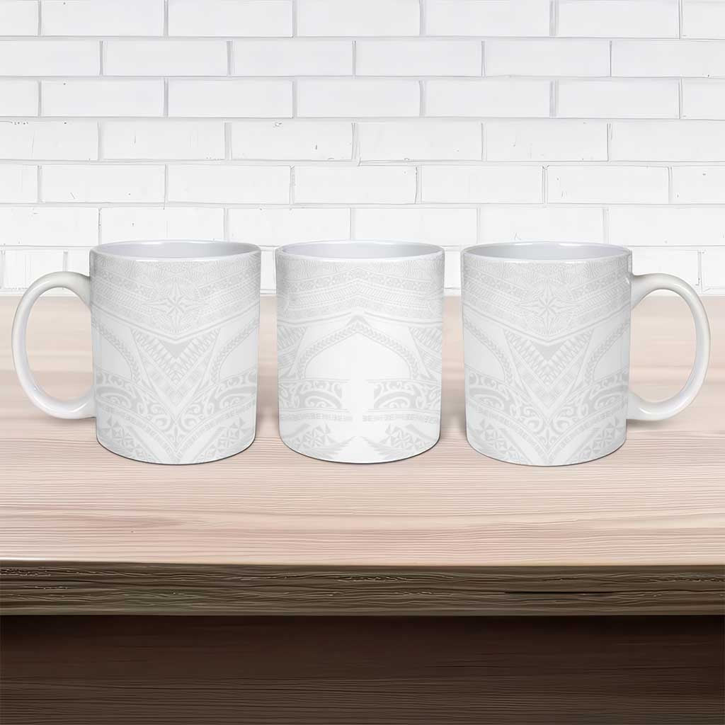 Tonga White Sunday Ceramic Mug Tongan Tribal Heritage Tattoos LT03 - Polynesian Pride