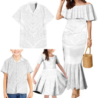 Tonga White Sunday Family Matching Mermaid Dress and Hawaiian Shirt Tongan Tribal Heritage Tattoos LT03 - Polynesian Pride