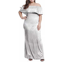 Tonga White Sunday Family Matching Off Shoulder Maxi Dress and Hawaiian Shirt Tongan Tribal Heritage Tattoos LT03 Mom's Dress White - Polynesian Pride