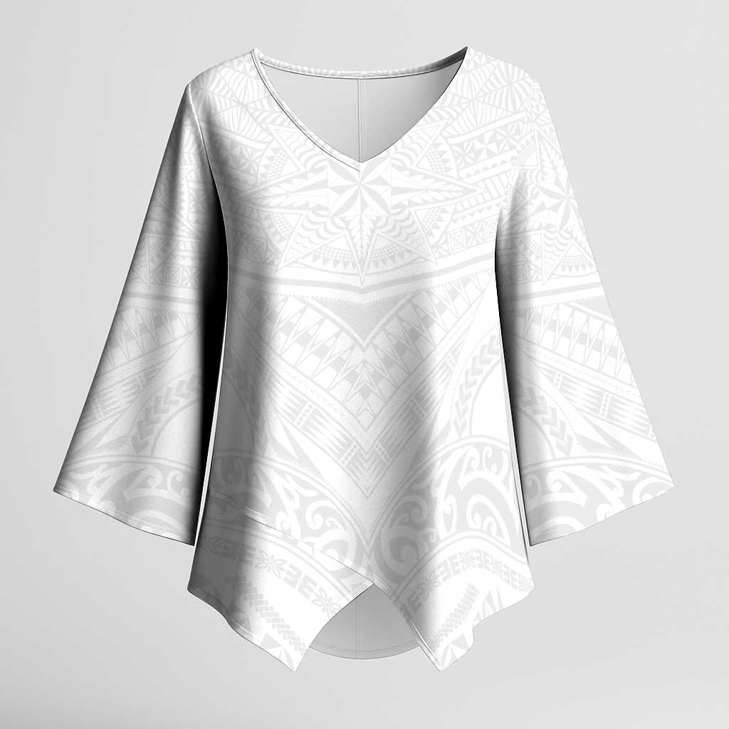 Tonga White Sunday Kimono Sleeve Blouse Tongan Tribal Heritage Tattoos - Polynesian Pride