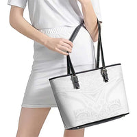 Tonga White Sunday Leather Tote Bag Tongan Tribal Heritage Tattoos - Polynesian Pride