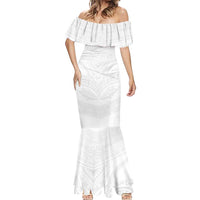 Tonga White Sunday Mermaid Dress Tongan Tribal Heritage Tattoos - Polynesian Pride