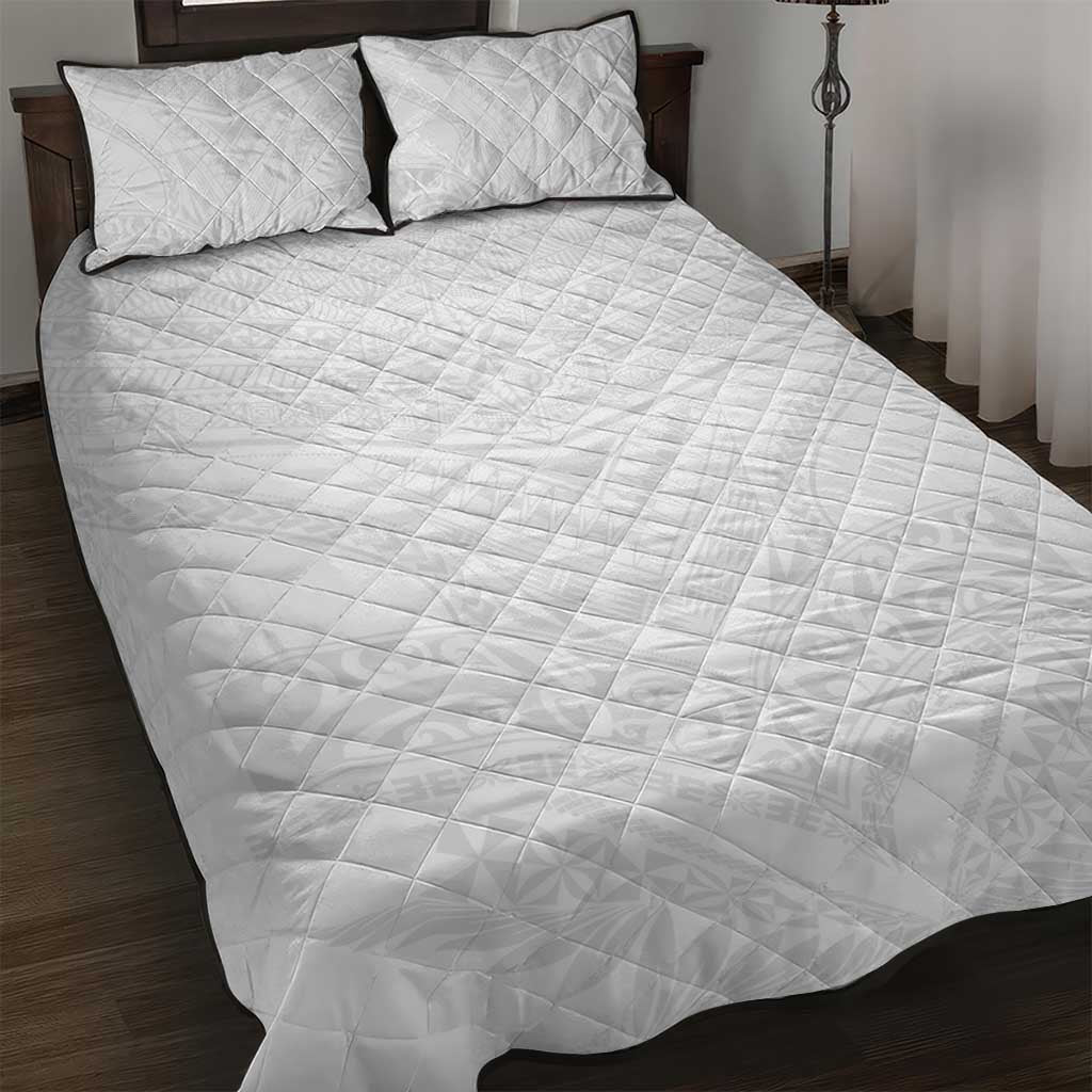 Tonga White Sunday Quilt Bed Set Tongan Tribal Heritage Tattoos - Polynesian Pride
