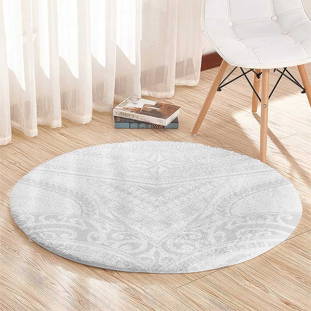 Tonga White Sunday Round Carpet Tongan Tribal Heritage Tattoos - Polynesian Pride