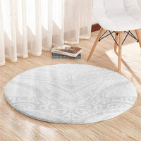 Tonga White Sunday Round Carpet Tongan Tribal Heritage Tattoos - Polynesian Pride