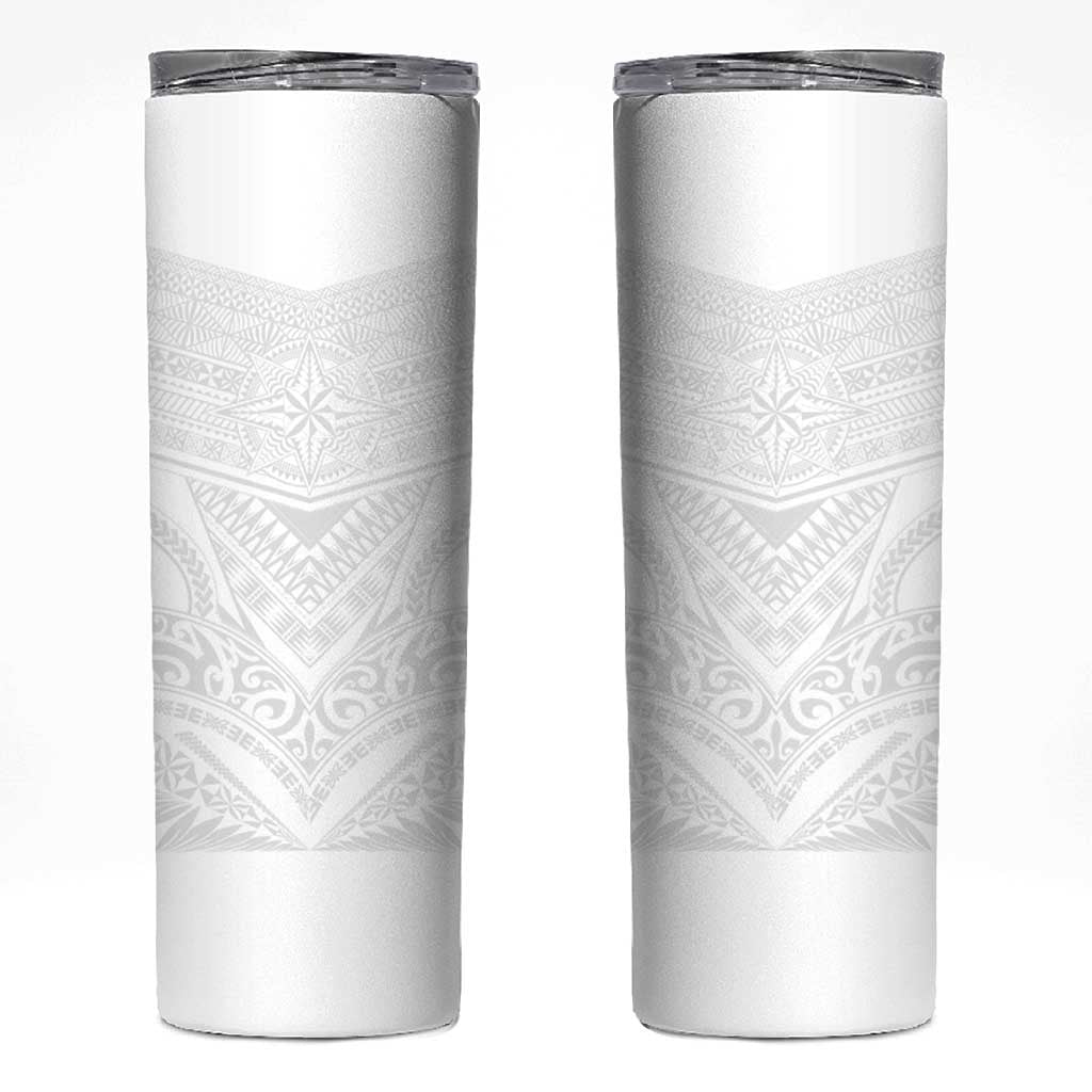 Tonga White Sunday Skinny Tumbler Tongan Tribal Heritage Tattoos LT03 White - Polynesian Pride