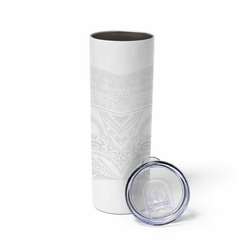 Tonga White Sunday Skinny Tumbler Tongan Tribal Heritage Tattoos LT03 - Polynesian Pride