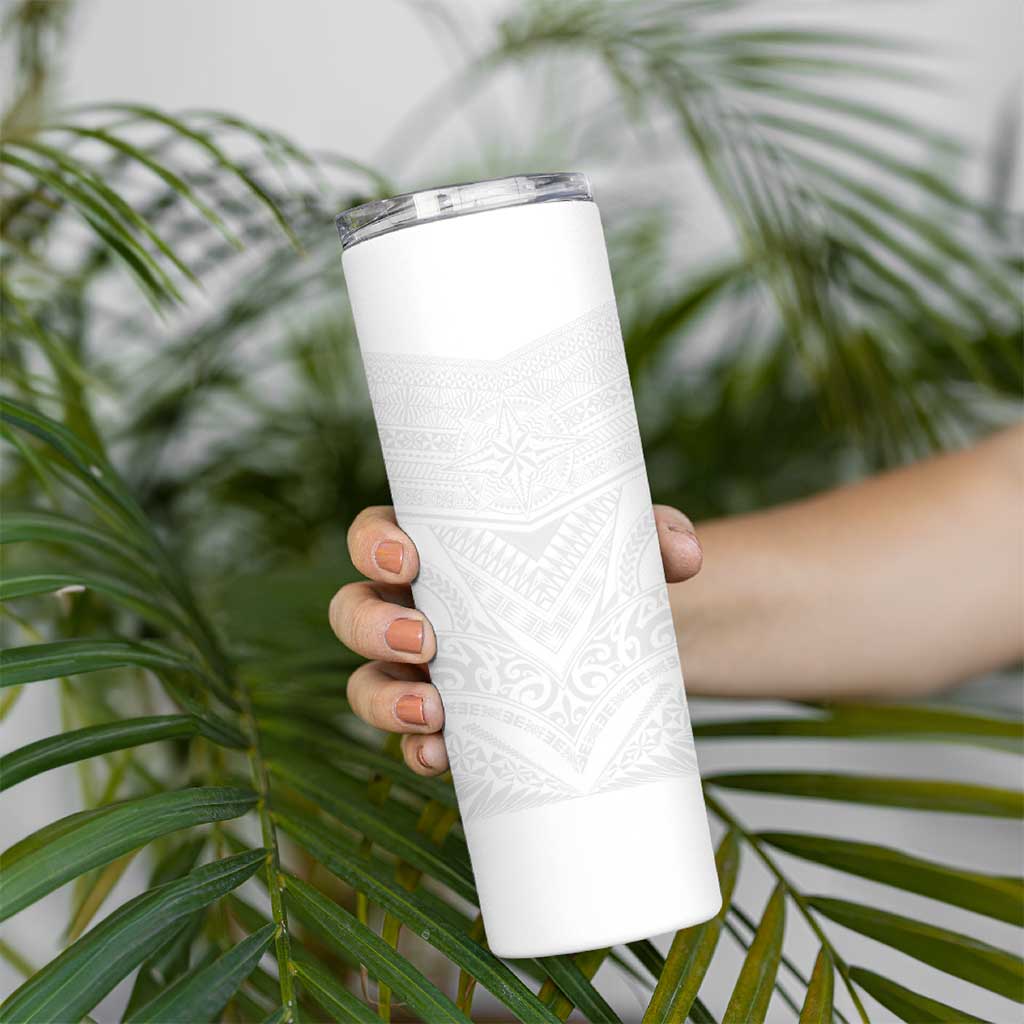 Tonga White Sunday Skinny Tumbler Tongan Tribal Heritage Tattoos LT03 - Polynesian Pride