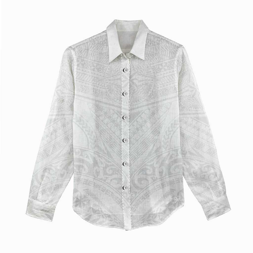 Tonga White Sunday Women Casual Shirt Tongan Tribal Heritage Tattoos LT03 - Polynesian Pride