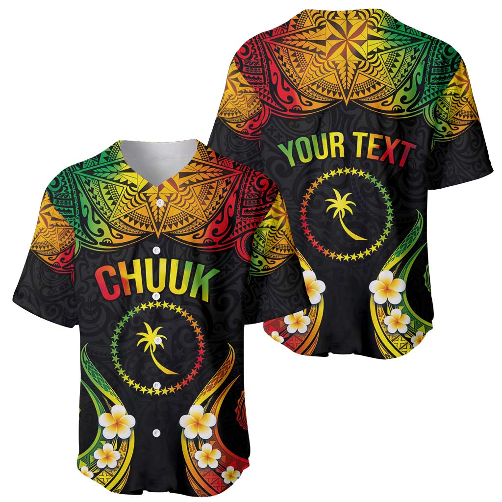 Personalised Chuuk Independence Day Baseball Jersey Polynesian Tattoo and Plumeria Reggae Color LT03 - Polynesian Pride