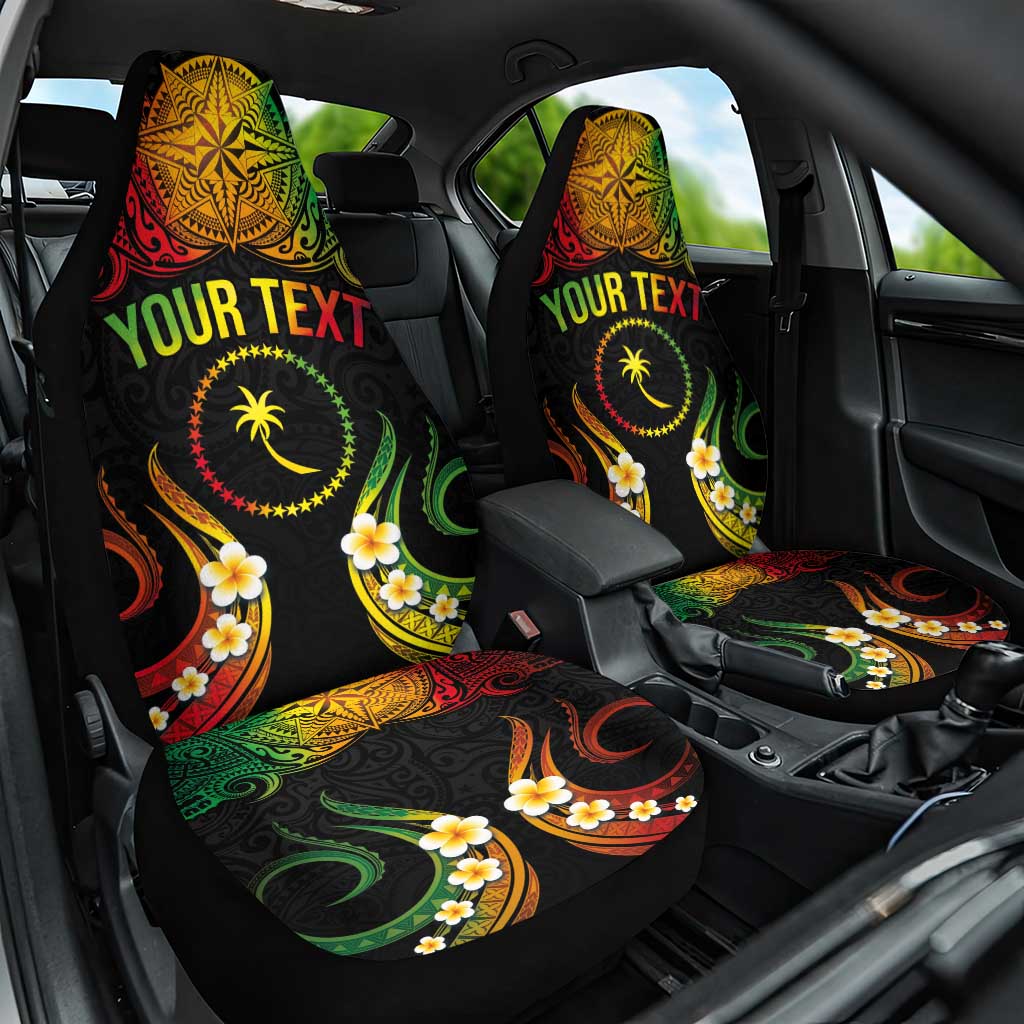 Personalised Chuuk Independence Day Car Seat Cover Polynesian Tattoo and Plumeria Reggae Color LT03 One Size Reggae - Polynesian Pride
