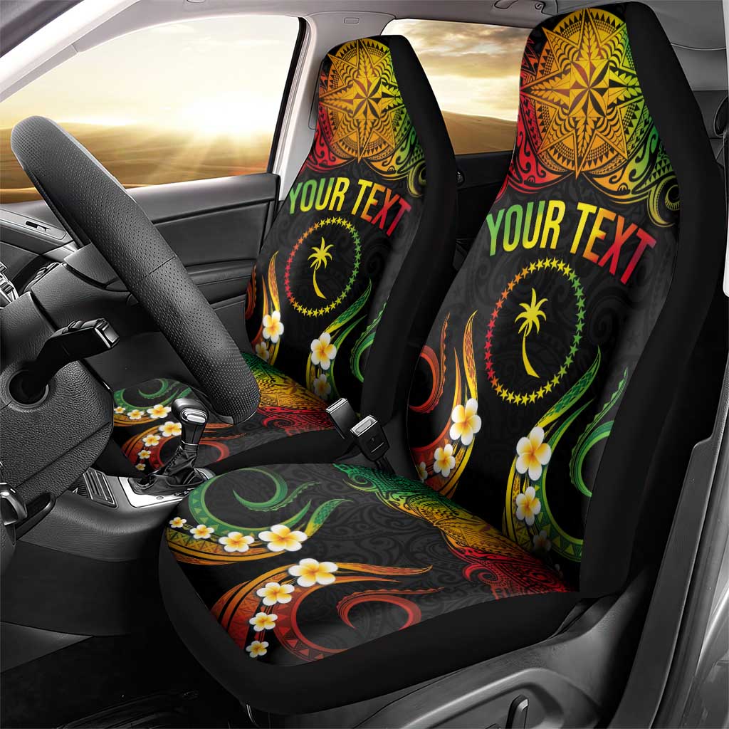 Personalised Chuuk Independence Day Car Seat Cover Polynesian Tattoo and Plumeria Reggae Color LT03 - Polynesian Pride