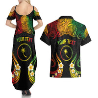 Personalised Chuuk Independence Day Couples Matching Summer Maxi Dress and Hawaiian Shirt Polynesian Tattoo and Plumeria Reggae Color LT03 - Polynesian Pride