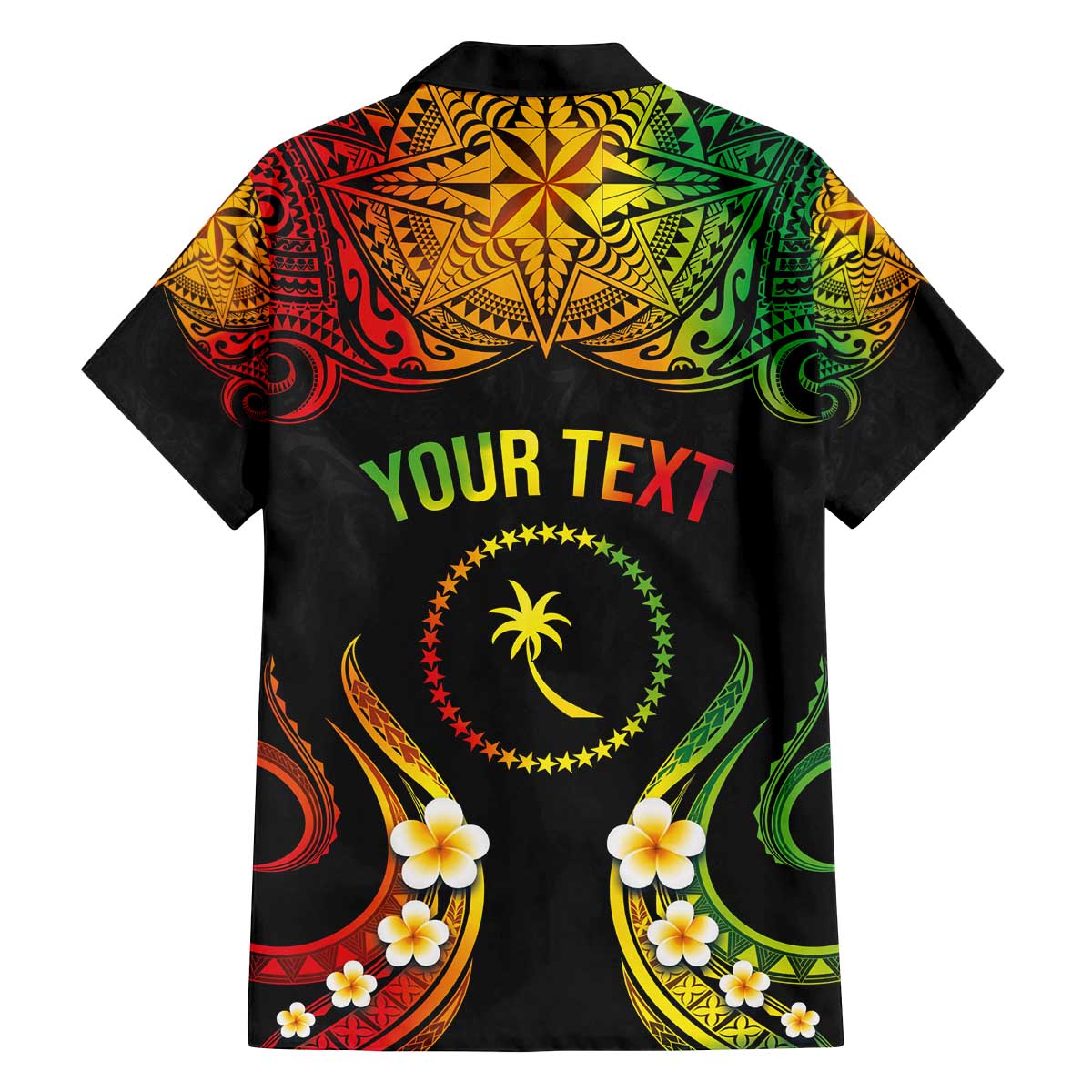 Personalised Chuuk Independence Day Family Matching Off Shoulder Short Dress and Hawaiian Shirt Polynesian Tattoo and Plumeria Reggae Color LT03 - Polynesian Pride