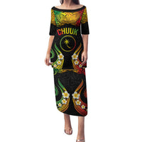 Personalised Chuuk Independence Day Family Matching Puletasi and Hawaiian Shirt Polynesian Tattoo and Plumeria Reggae Color LT03 Mom's Dress Reggae - Polynesian Pride