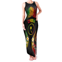 Personalised Chuuk Independence Day Family Matching Tank Maxi Dress and Hawaiian Shirt Polynesian Tattoo and Plumeria Reggae Color LT03 Mom's Dress Reggae - Polynesian Pride