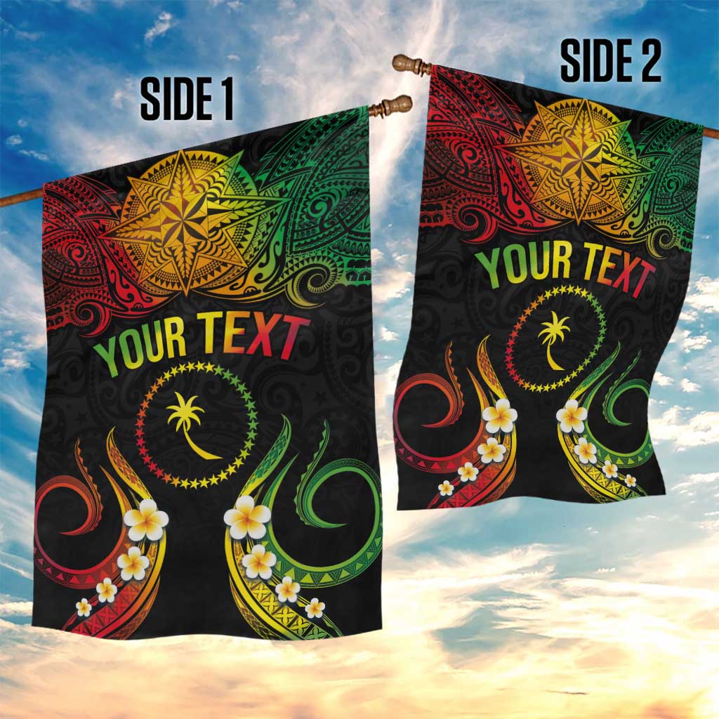 Personalised Chuuk Independence Day Garden Flag Polynesian Tattoo and Plumeria Reggae Color