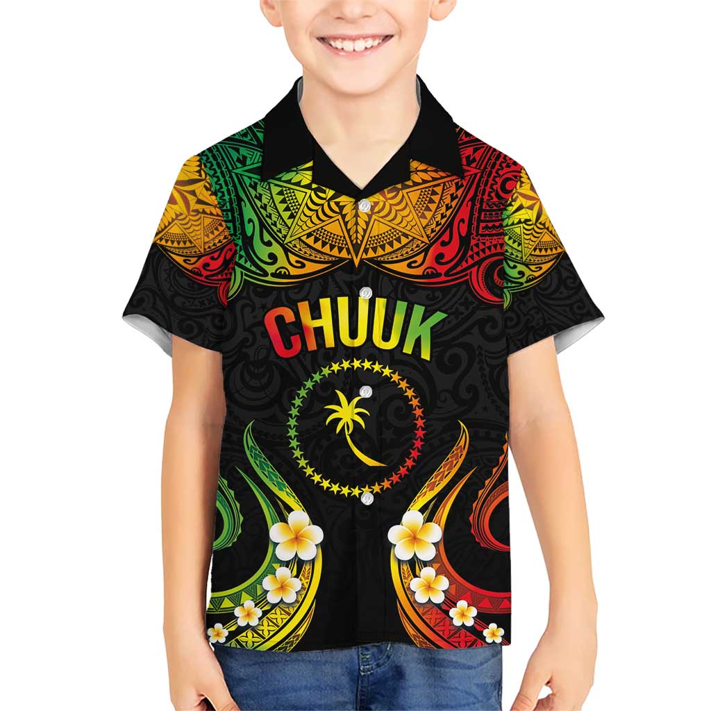 Personalised Chuuk Independence Day Hawaiian Shirt Polynesian Tattoo and Plumeria Reggae Color LT03 - Polynesian Pride
