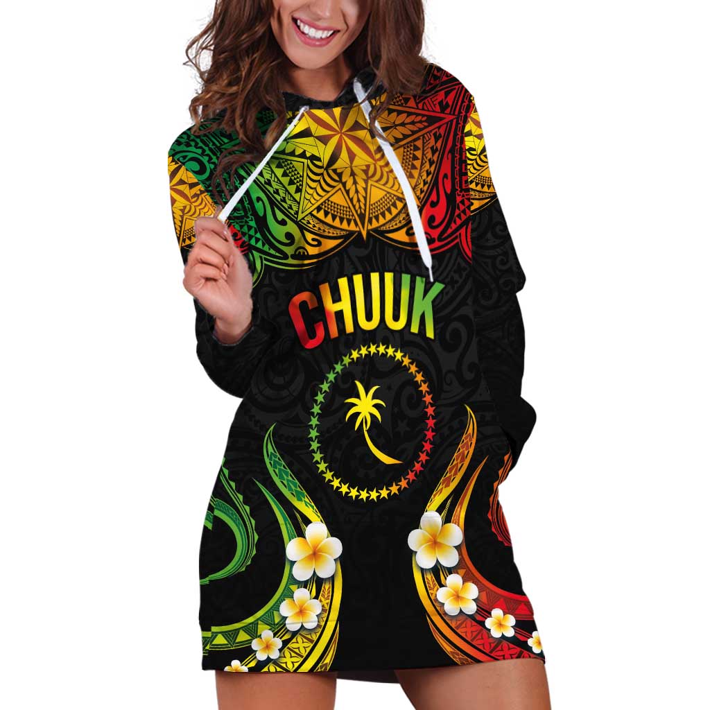 Personalised Chuuk Independence Day Hoodie Dress Polynesian Tattoo and Plumeria Reggae Color LT03 Reggae - Polynesian Pride