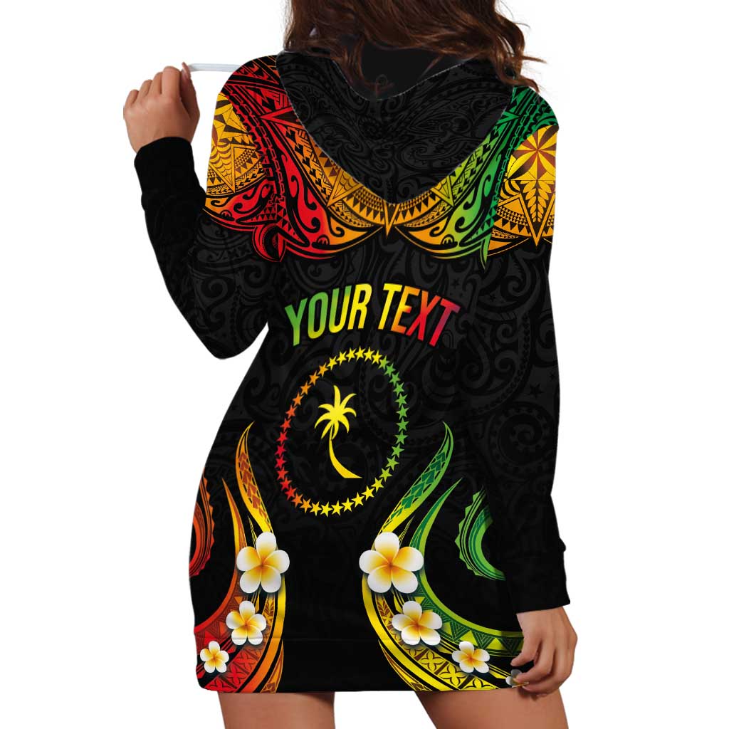 Personalised Chuuk Independence Day Hoodie Dress Polynesian Tattoo and Plumeria Reggae Color LT03 - Polynesian Pride