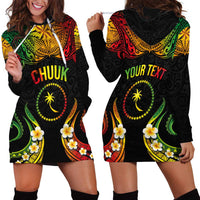 Personalised Chuuk Independence Day Hoodie Dress Polynesian Tattoo and Plumeria Reggae Color LT03 - Polynesian Pride