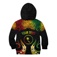 Personalised Chuuk Independence Day Kid Hoodie Polynesian Tattoo and Plumeria Reggae Color LT03 - Polynesian Pride