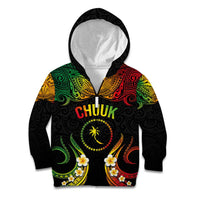 Personalised Chuuk Independence Day Kid Hoodie Polynesian Tattoo and Plumeria Reggae Color LT03 Zip Hoodie Reggae - Polynesian Pride