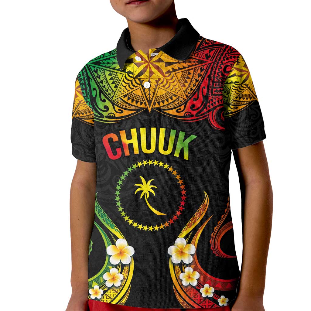 Personalised Chuuk Independence Day Kid Polo Shirt Polynesian Tattoo and Plumeria Reggae Color LT03 Kid Reggae - Polynesian Pride