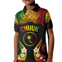 Personalised Chuuk Independence Day Kid Polo Shirt Polynesian Tattoo and Plumeria Reggae Color LT03 Kid Reggae - Polynesian Pride