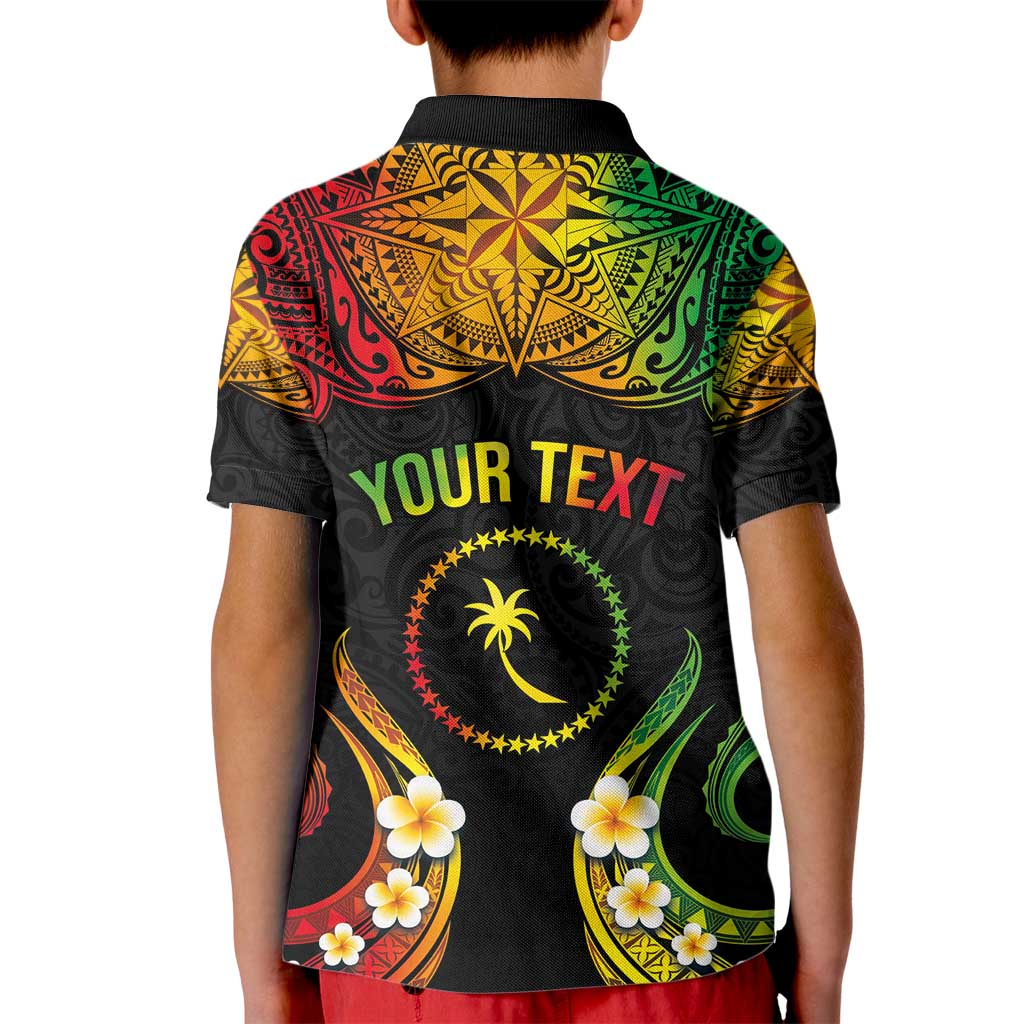 Personalised Chuuk Independence Day Kid Polo Shirt Polynesian Tattoo and Plumeria Reggae Color LT03 - Polynesian Pride