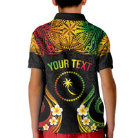 Personalised Chuuk Independence Day Kid Polo Shirt Polynesian Tattoo and Plumeria Reggae Color LT03 - Polynesian Pride