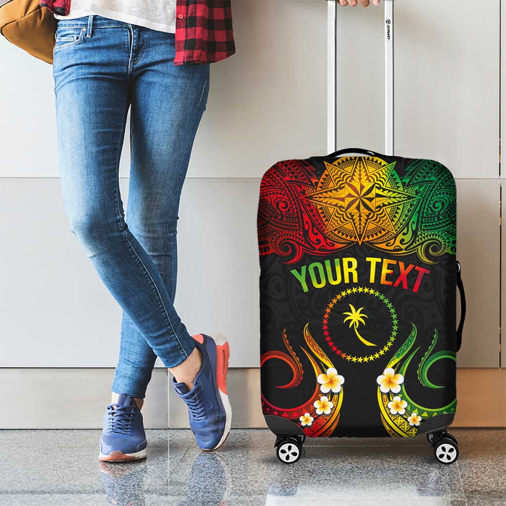 Personalised Chuuk Independence Day Luggage Cover Polynesian Tattoo and Plumeria Reggae Color LT03 - Polynesian Pride