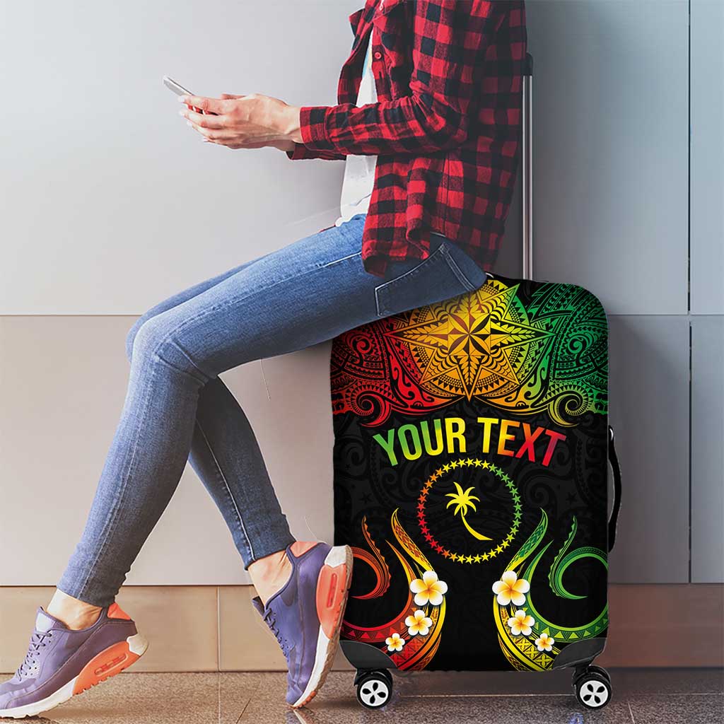 Personalised Chuuk Independence Day Luggage Cover Polynesian Tattoo and Plumeria Reggae Color LT03 - Polynesian Pride