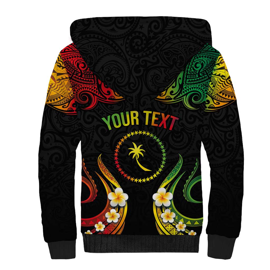 Personalised Chuuk Independence Day Sherpa Hoodie Polynesian Tattoo and Plumeria Reggae Color LT03 - Polynesian Pride