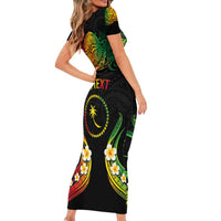 Personalised Chuuk Independence Day Short Sleeve Bodycon Dress Polynesian Tattoo and Plumeria Reggae Color LT03 - Polynesian Pride