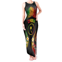 Personalised Chuuk Independence Day Tank Maxi Dress Polynesian Tattoo and Plumeria Reggae Color LT03 Women Reggae - Polynesian Pride