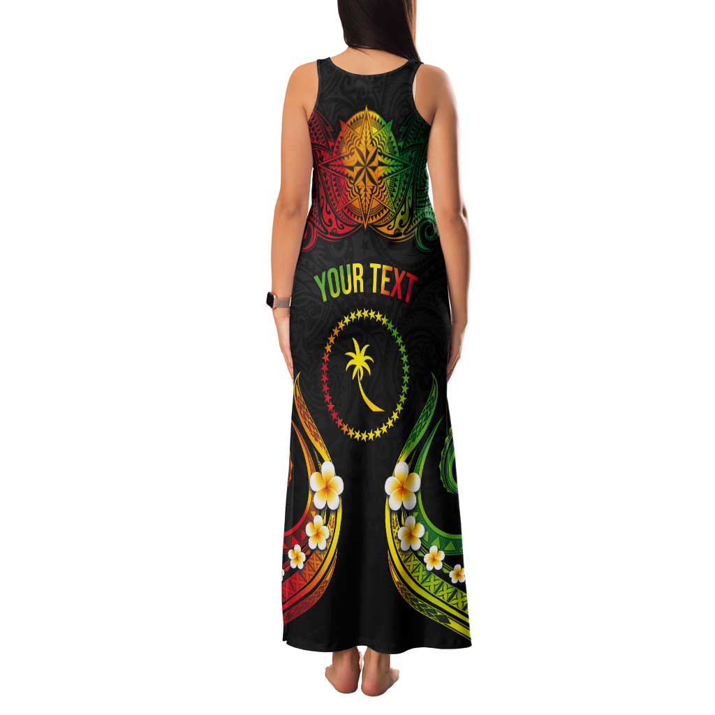 Personalised Chuuk Independence Day Tank Maxi Dress Polynesian Tattoo and Plumeria Reggae Color LT03 - Polynesian Pride