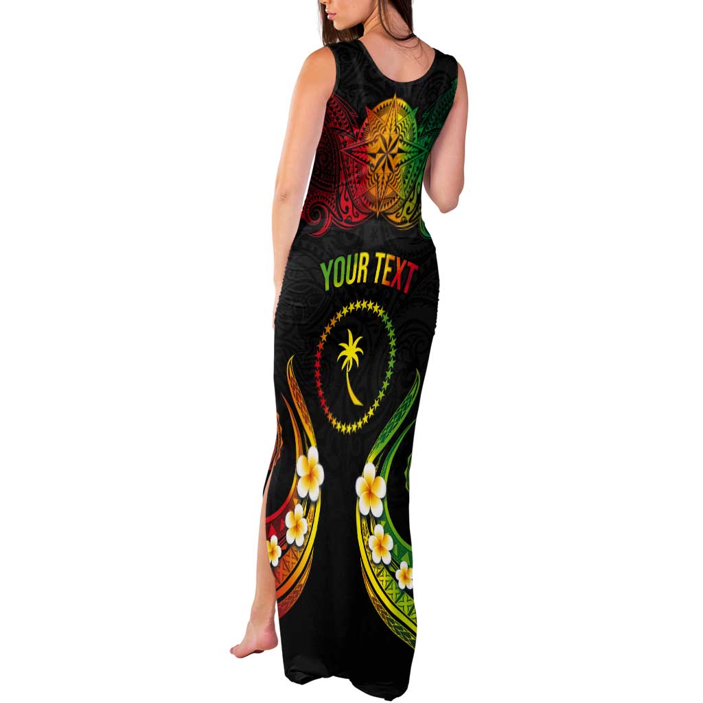 Personalised Chuuk Independence Day Tank Maxi Dress Polynesian Tattoo and Plumeria Reggae Color LT03 - Polynesian Pride