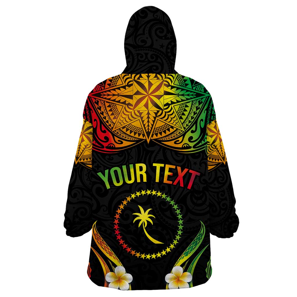Personalised Chuuk Independence Day Wearable Blanket Hoodie Polynesian Tattoo and Plumeria Reggae Color LT03 - Polynesian Pride