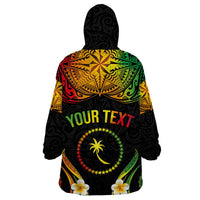 Personalised Chuuk Independence Day Wearable Blanket Hoodie Polynesian Tattoo and Plumeria Reggae Color LT03 - Polynesian Pride
