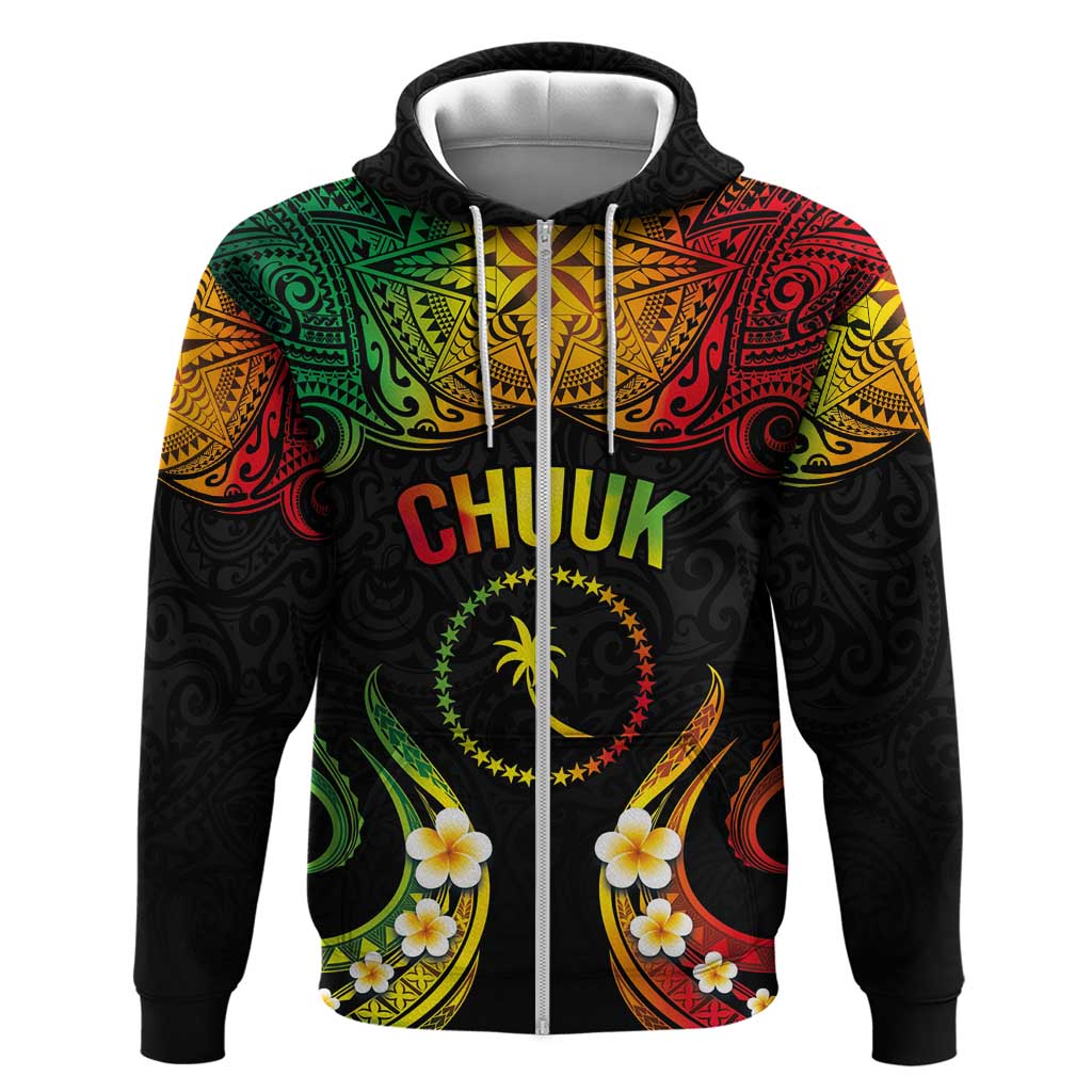 Personalised Chuuk Independence Day Zip Hoodie Polynesian Tattoo and Plumeria Reggae Color LT03 Zip Hoodie Reggae - Polynesian Pride